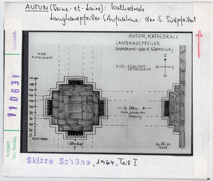 Vorschaubild Autun: Kathedrale Saint-Lazare, Langhauspfeiler, Skizze Wolfgang Schöne 1964 